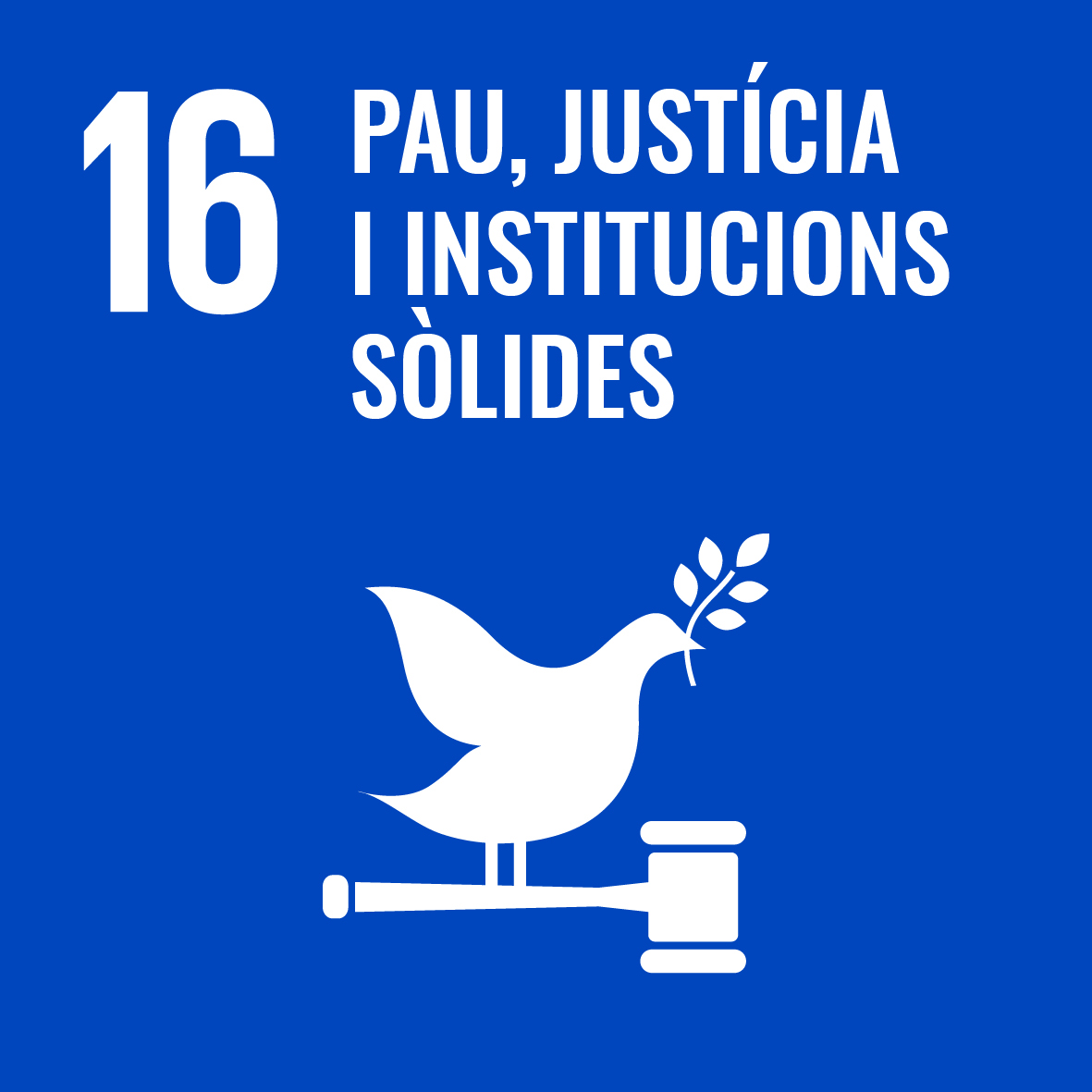 Objectiu 16: Promoure societats pacífiques i inclusives per tal d’aconseguir un desenvolupament sostenible, proporcionar accés a la justícia per a totes es persones i desenvolupar institucions eficaces, responsables i inclusives a tots els nivells