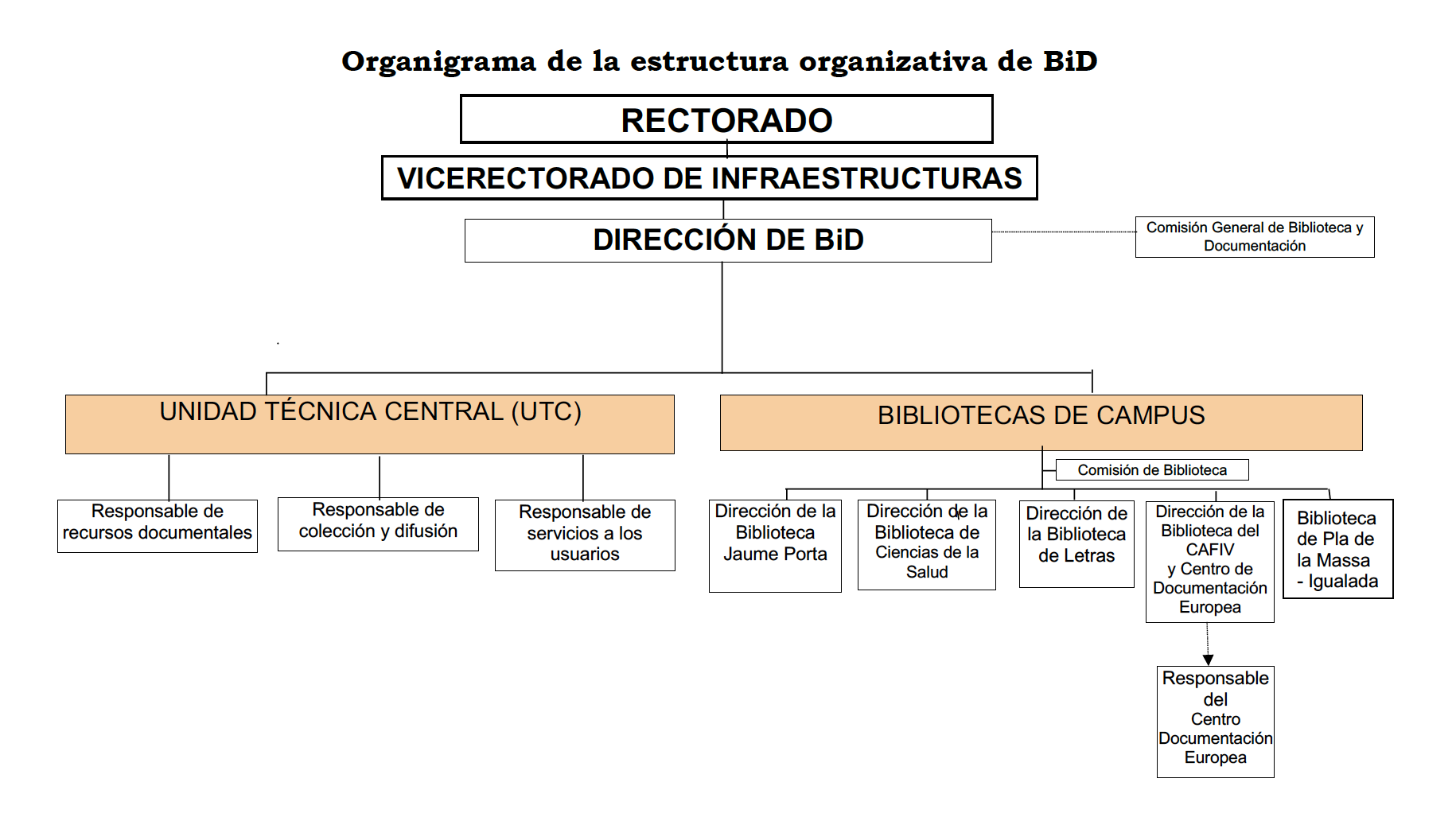 Organigrama de la estructura organizativa de BiD