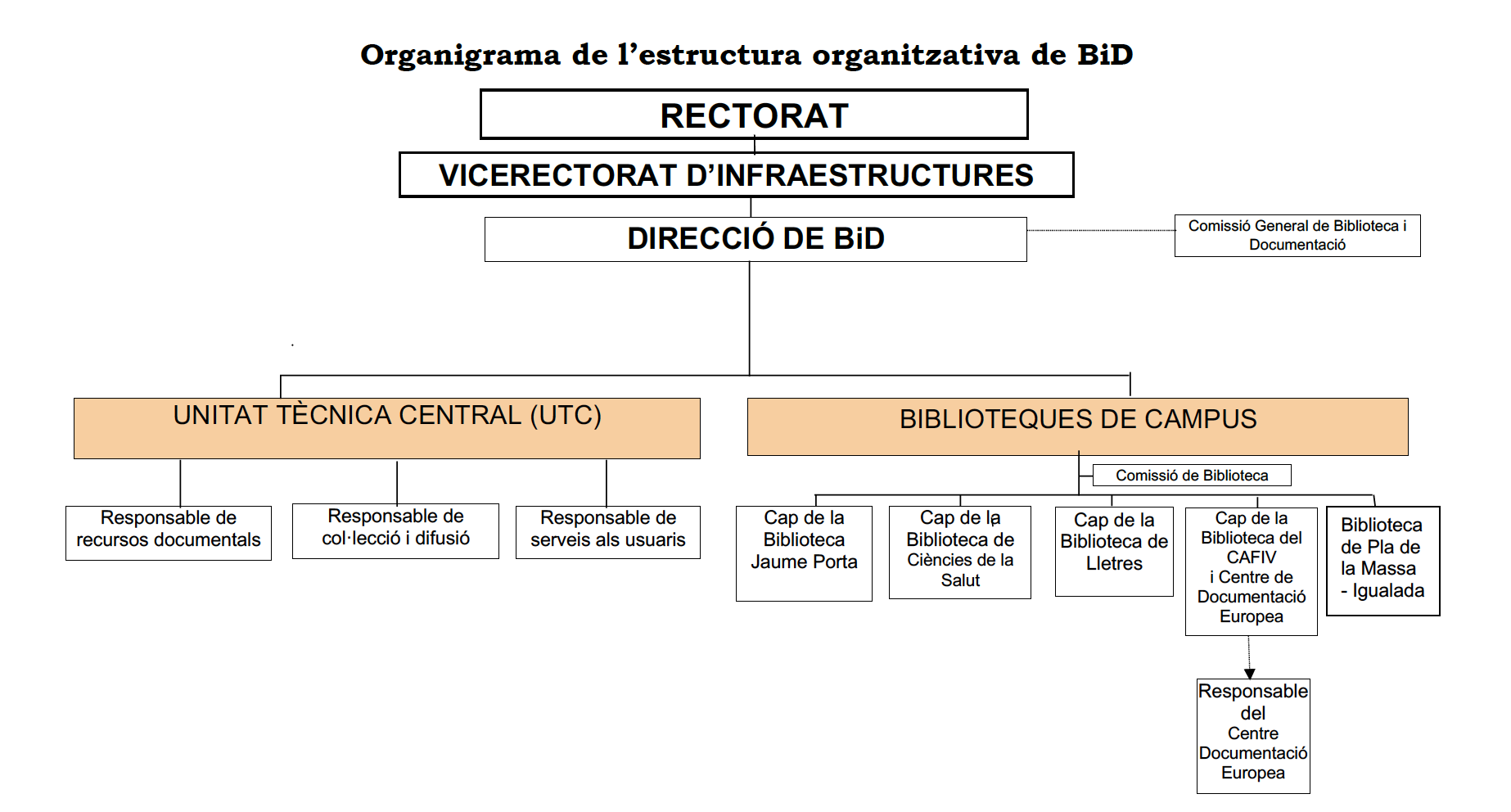Organigrama de l’estructura organitzativa de BiD